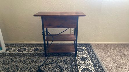 Industrial Wood and Metal Side Table