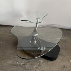 Vintage Postmodern Swivel Glass Coffee Table