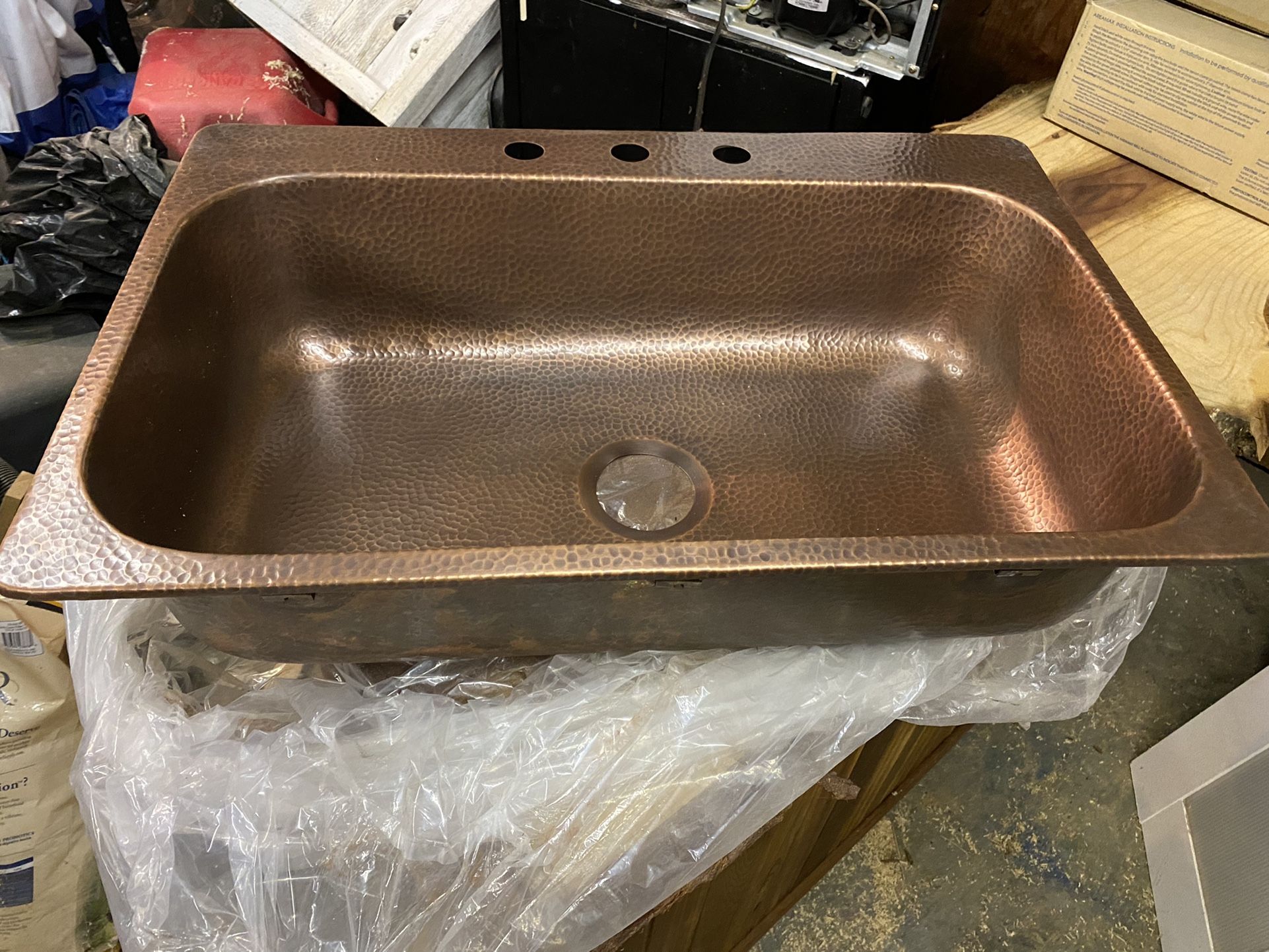 David Luxury Undermount Handmade Solid Copper 31 in. Single Bowl Kitchen Sink in Hammered Antique Copper