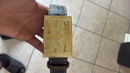 True Religion Gold-Tone Belt Buckle Leather Belt