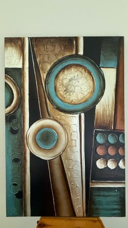 Large Textured Abstract Canvas Wall Art – Framed – 31” x 47” – $250 OBO
