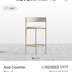 ROVE CONCEPTS | 2 Ava Counter Stools GOLD & WHITE ✨Like New✨