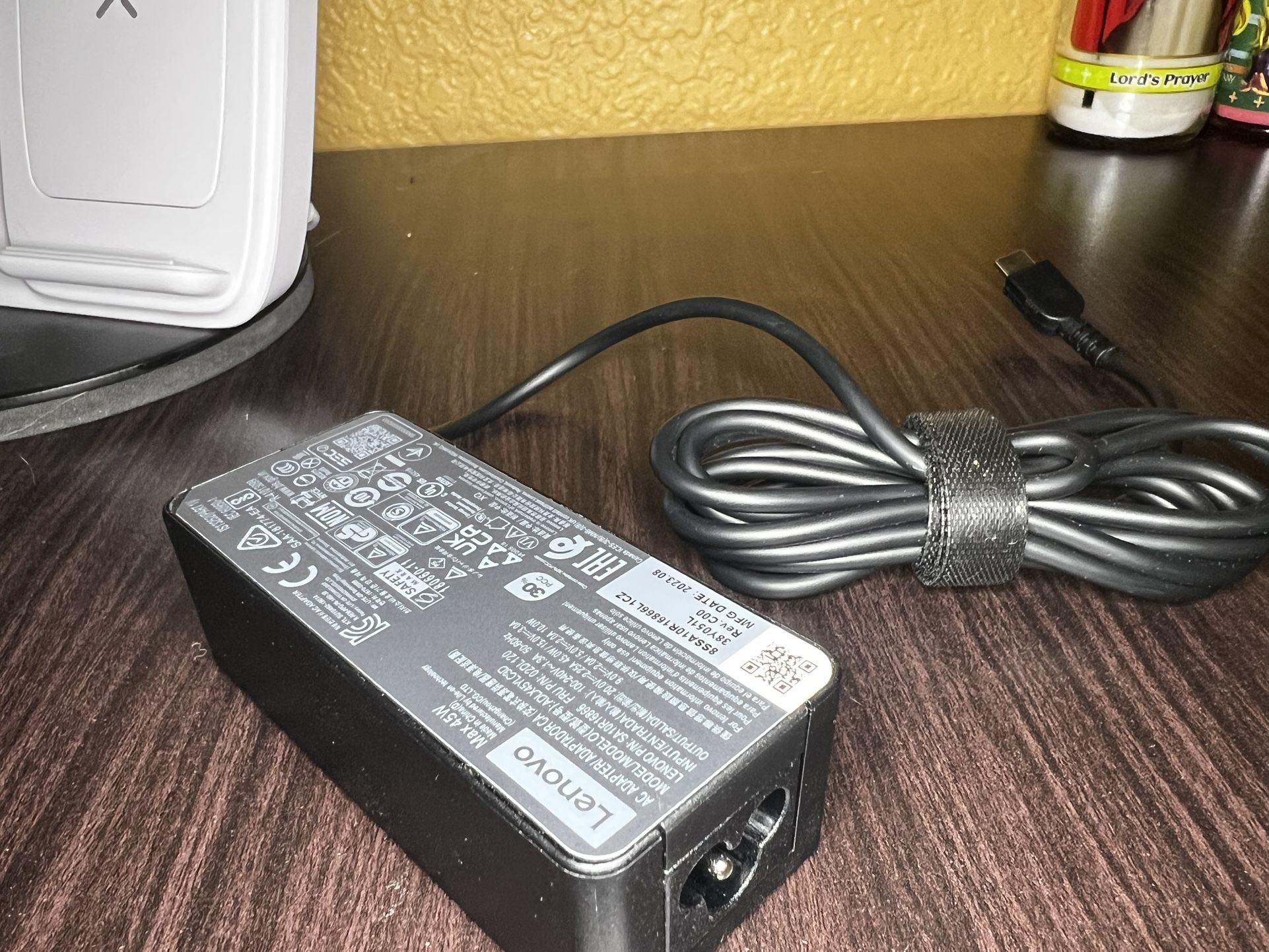 Lenovo 45W USB-C Laptop Charger – Model ADLX45YLC3D (Grounded Plug) 