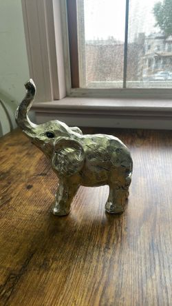 Tiny Silver Elephant Figurine with Raised Trunk