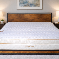 Newer King Saatva Classic 14" Mattress and Zinus Platform Bed Frame