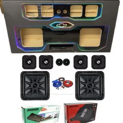 NEW FULL BASS AND VOICE PACKAGE KICKER AUDIO CUSTOM BOX SINGLE CAB CHEVY SILVERADO GMC SIERRA 2019-2026