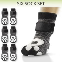 Non-Slip Dog Socks for Hardwood Floors - 6-Pack | Anti-Slip Toes to Prevent Licking Paws, Add Grip, and Provide Paw Protection XXS
