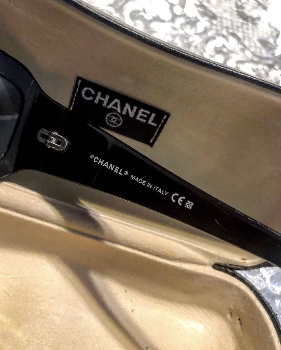 CHANEL 5097 501/87 Sunglasses Quilted Black Marble ~ Silver Beads