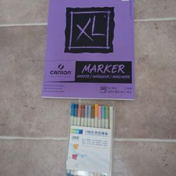 XL Marker Paper w Set Of 12 Duozhi DZ Markers