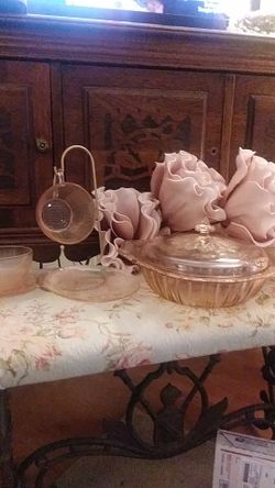 Pink Depression Glass Set