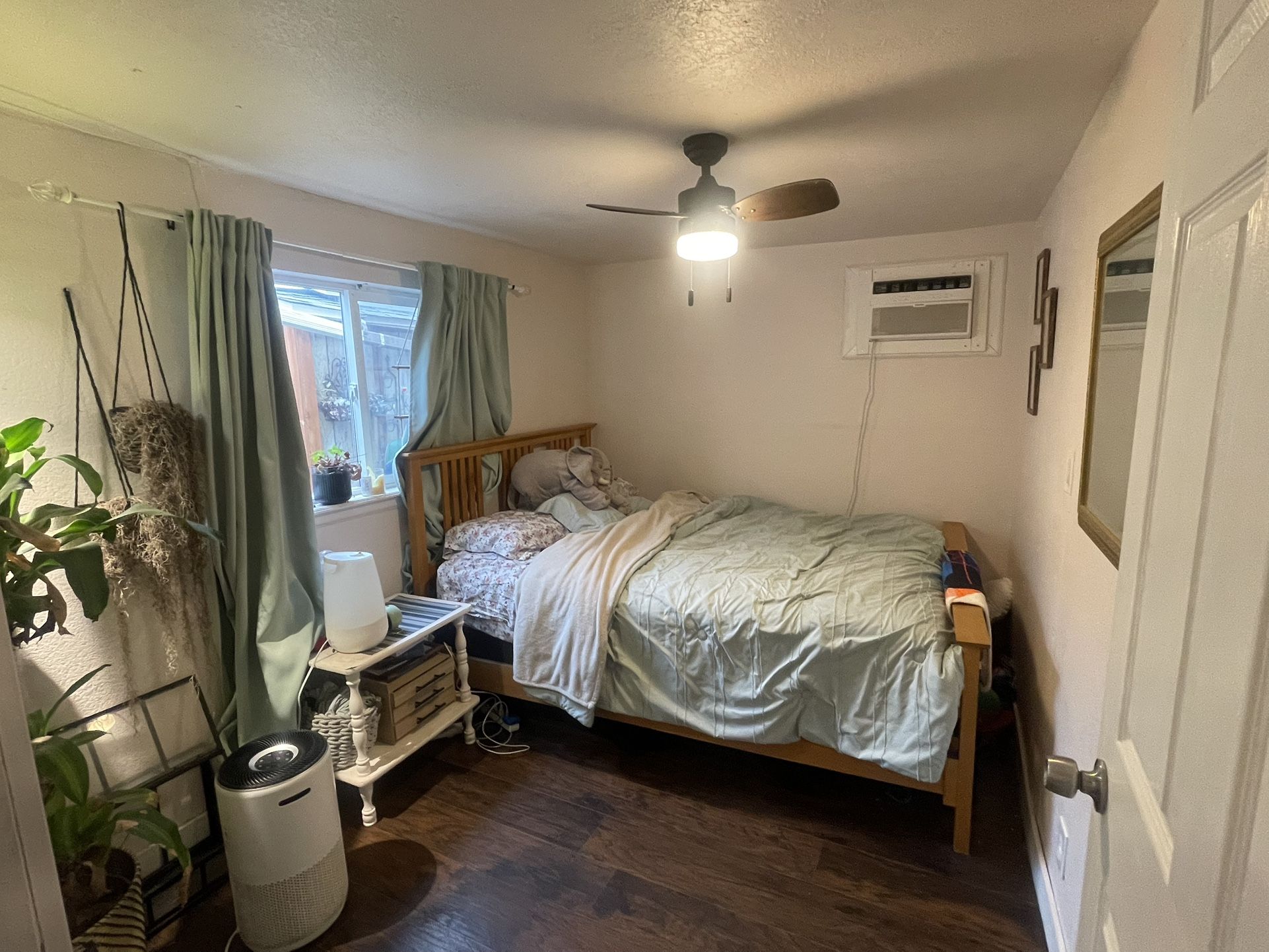 Queen Sized Bedframe, Mattress , box spring and comforter set