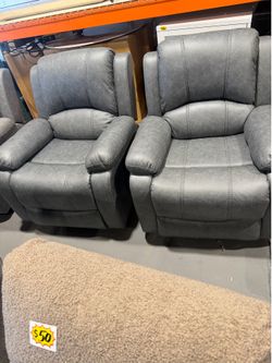 Set of 2-35" Wide Faux Breathable Leather Manual Upholstered Recliner Chair
