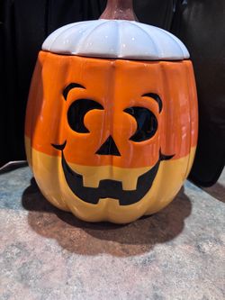 Huge Candy Corn Pumpkin Cookie Jar.