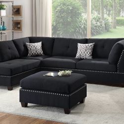 Black Sectional Sofa With Ottoman