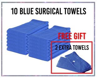 10 x Surgical Huck Blue Cleaning Towels 16”x26” Washable