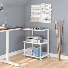 Tribesigns 3-Shelf Printer Stand with Storage, Rolling Printer Table Machine Cart with Wheels, Mobile Desk Organizer Shelves for Office and Home