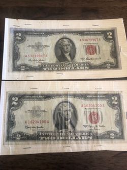 2dollar 1953 & 1963 Red seal Notes