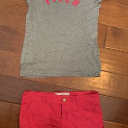 Gnu Abercrombie size medium Heather gray T-shirt and Abercrombie shorts size 2