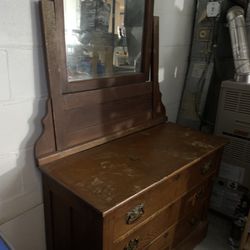 Antique Oak Dresser w/ Mirror 