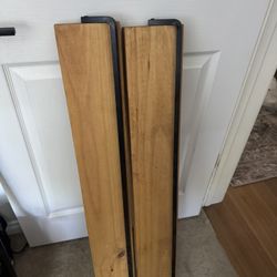 Two Wood Floating Shelves With Bar