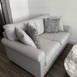 Grey Foam Fabric Sofa and Loveseat Set