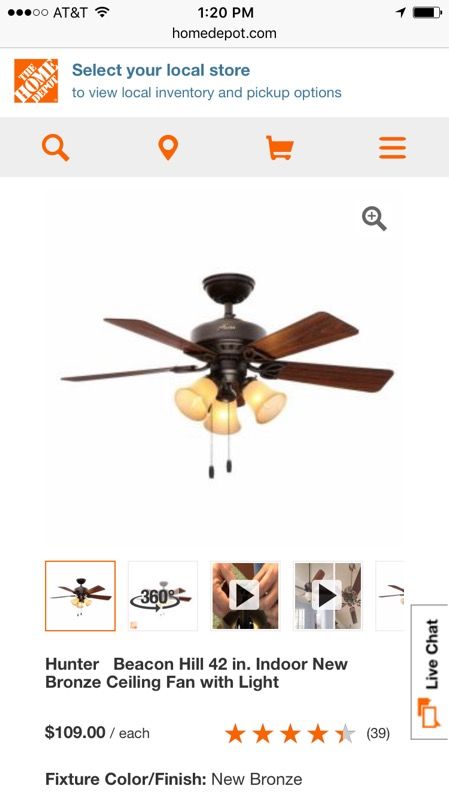 Hunter Stonington 46 In Indoor New Bronze Ceiling Fan For Sale In