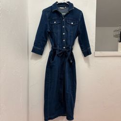 New York & Company Belted Denim Shirtdress – Size Small