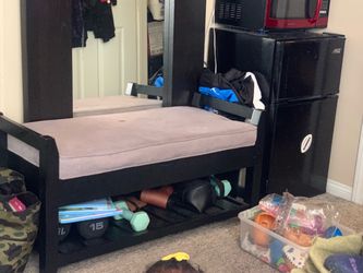 Bookshelf dresser cubbies ottomans desk