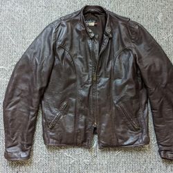 vintage 1970s leather BROOKS motorcycle jacket brown L cafe racer jacket