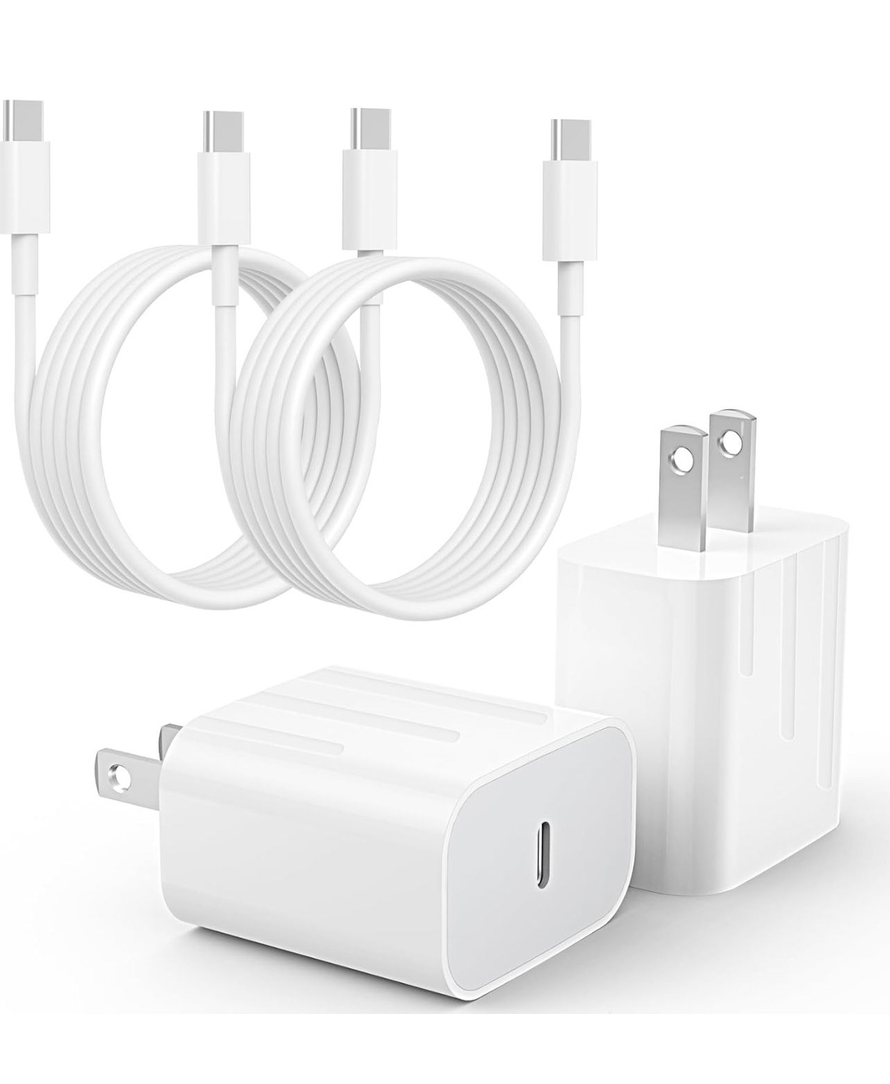 Brandnew 20W USB C Fast Charger Compatible with iPhone 16/16 Plus/ 16 Pro Max/ 15/ iPad Pro, 2Pack PD USB C Charger Block with 6FT Type C to C Cable
