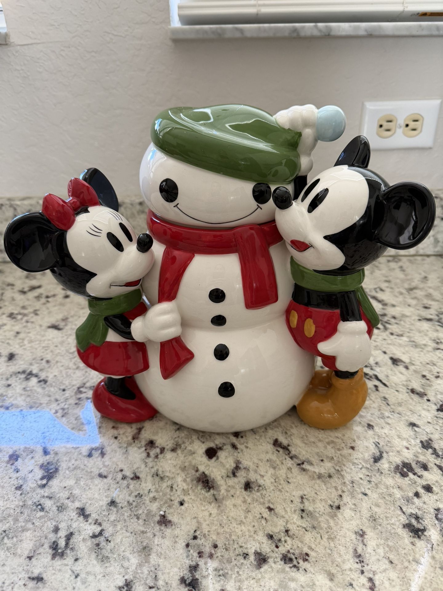 Rare Holiday Mickey & Minnie Ceramic Cookie Jar