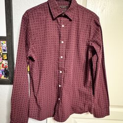 Banana Republic Men's Luxe Poplin Untucked Slim Fit Dress Shirt Size M