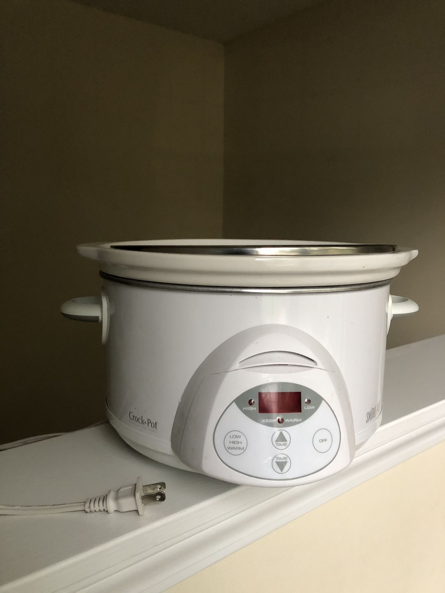 Crock Pot 5 Quart White Ceramic Bowl Timer