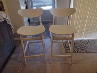 Two White bar top High Chairs