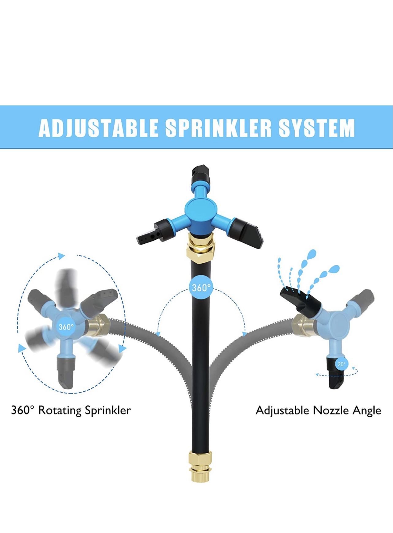 Trampoline Sprinkler for Kids, Outdoor 360 Degree Whirl Sprinkler Fun Water Park Rotating Sprinkler for Boys Girls Backyard Adjustable Waterwhirl Summ