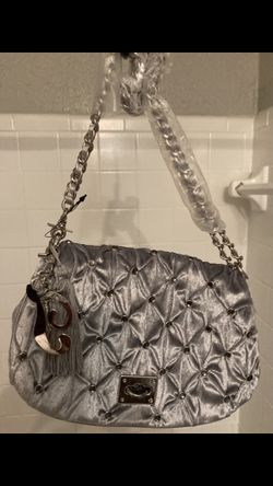 Gray Velvet & Crystal Chain Purse