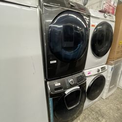 Samsung Washer And Dryer Set In Black Stainless New Open Box With Add Wash