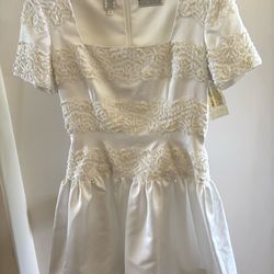 New Designer Oleg Cassini Beaded Dress white