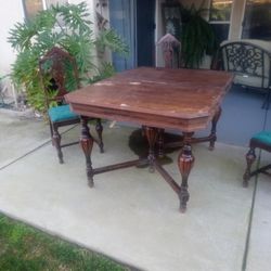 Antique Dining Table With 6 Chairs And Extension 