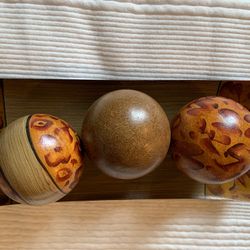 Hosley Brown Hand Painted Pattern Decorative Bowl Tray and Orb Ball Set 15 Inches Long Burlwood Style Finish Ideal Gift for Weddings Party Spa Reiki M