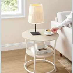 Side Table, Coffee Table, Round Table, Sofa Table, 2 Shelves, Living Room