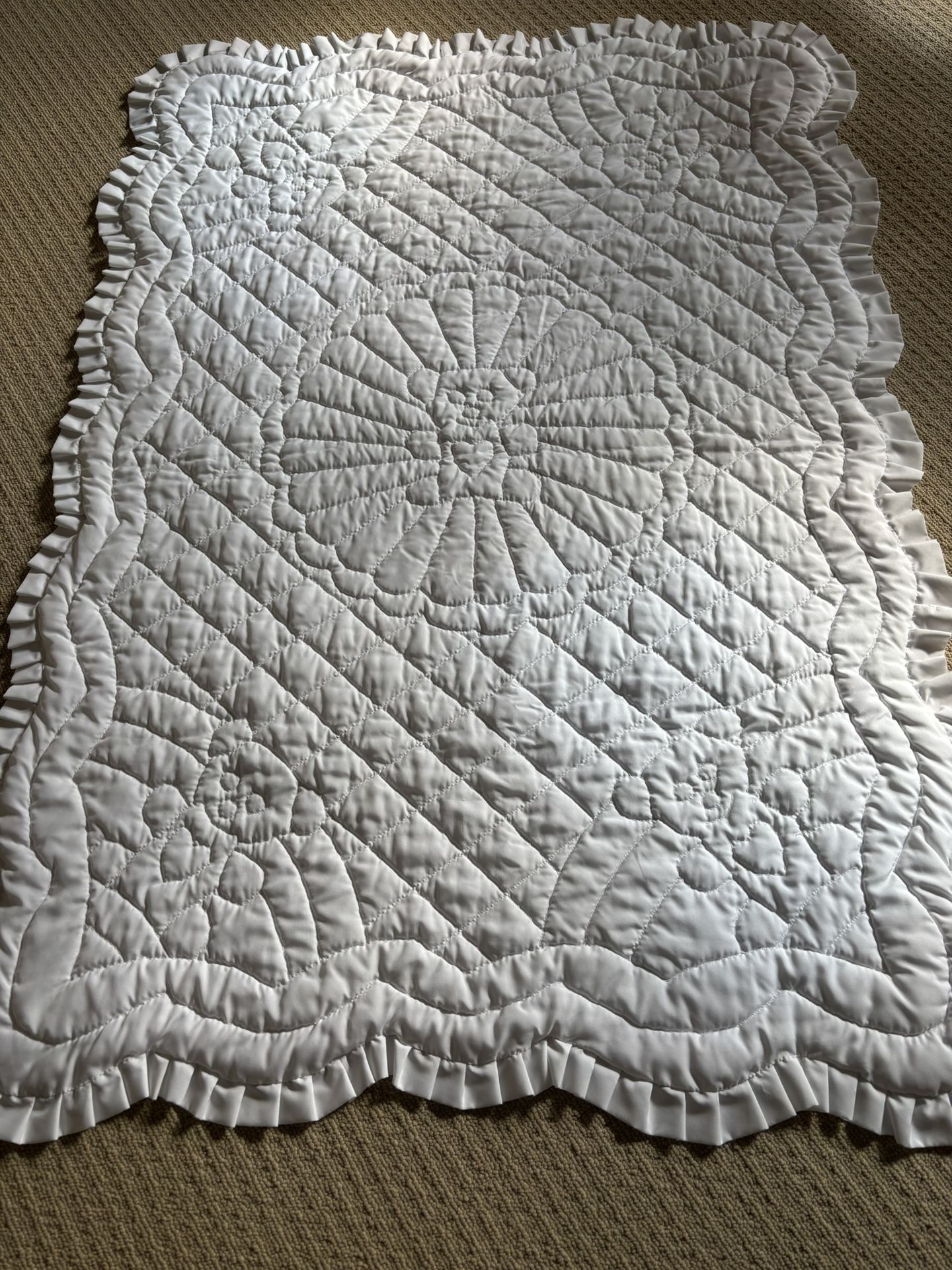 White Hand Stitched Baby Quilt