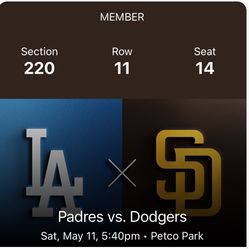 4 Seats - Padres vs Dodgers May 11th