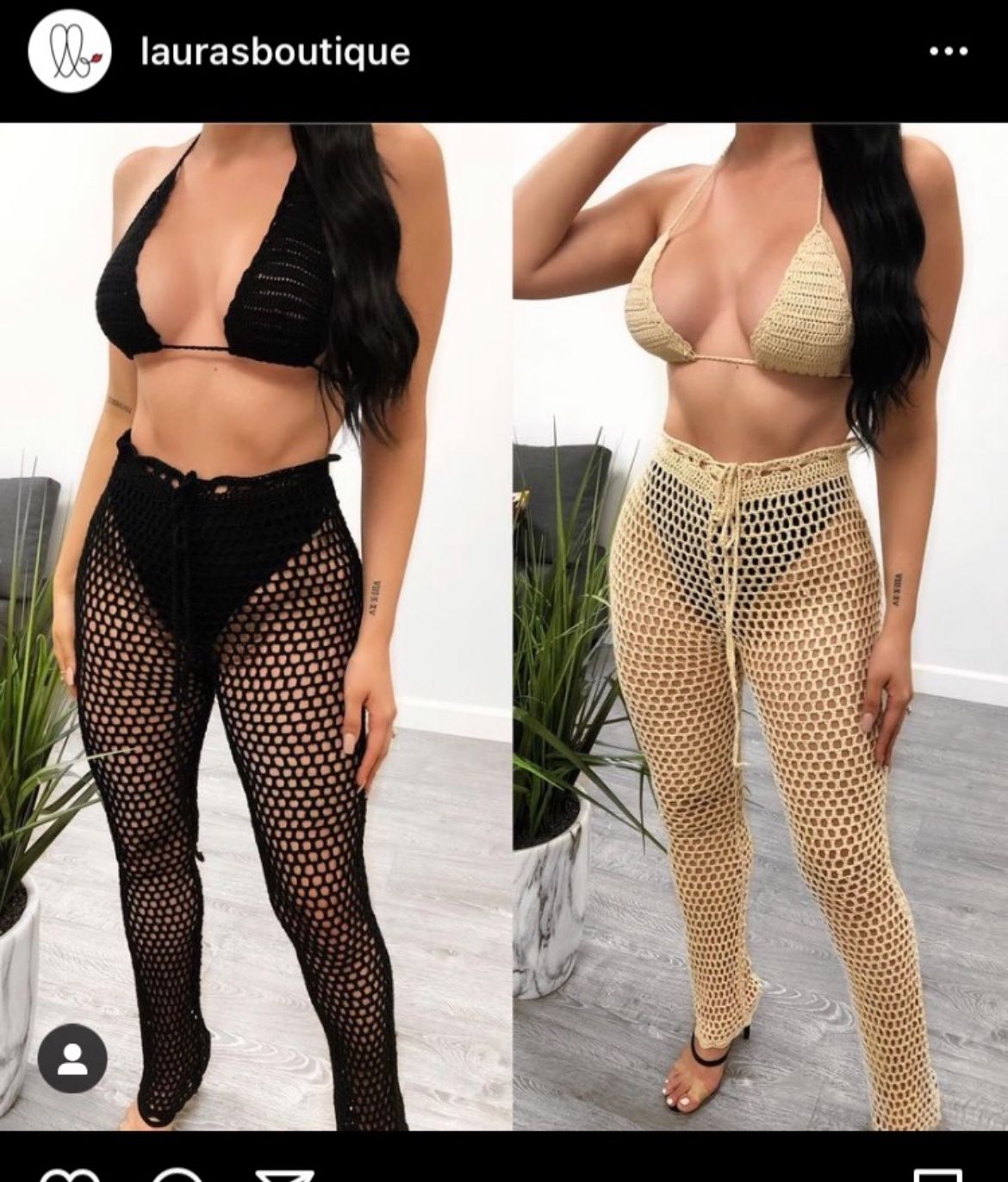 Laura’s Boutique-NWT 🏷️ Sexy Black 2 Piece Crochet Fishnet Cover Up🖤 (2 Piece/black Cover Up/festival/rave Wear/cow Girl Costume 