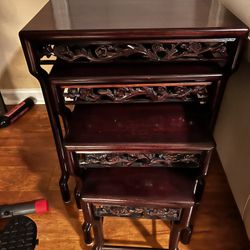 Thomasville Mahogany Carved Nesting Tables 