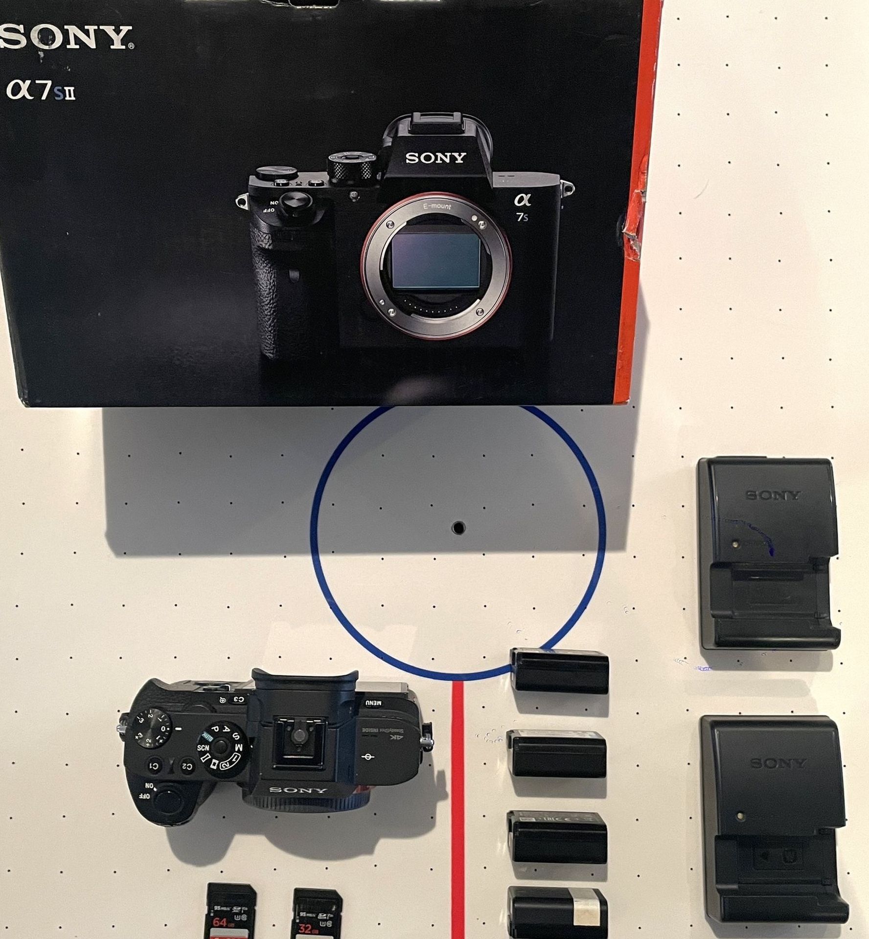 Sony A7s II (A7S2), 4batteries, 2 Chargers, Box, Cards