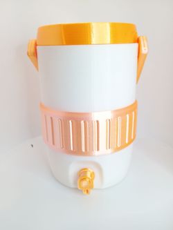 Orange and white 12 oz can cooler holds 12 oz