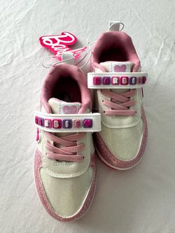 Girls Pink Glitter Sneakers Size 7 New With Tags Barbie