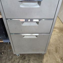 CB2 TPS Filing Cabinet In Grey Color, Modern Metal Steel Office