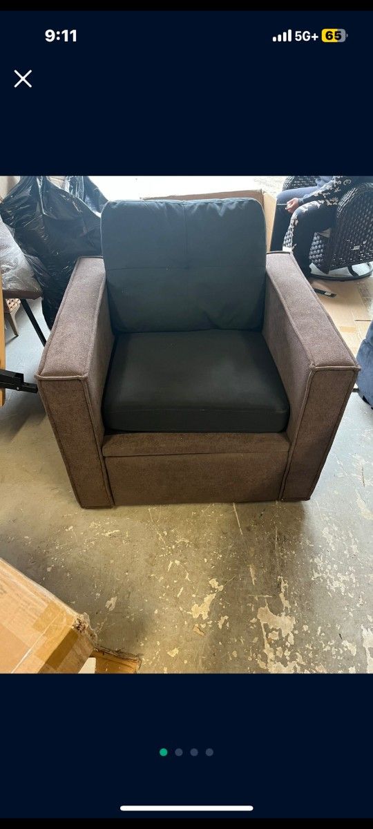 Brand New Brown Accent Chair With Black Cushions